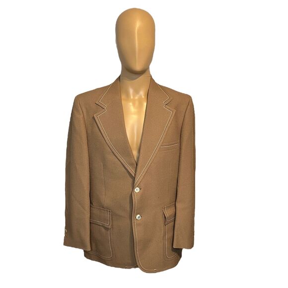 VTG Don Richards Brown Textured Single Breast 2 Button Equestrian Liner Suit 46 - Picture 2 of 11